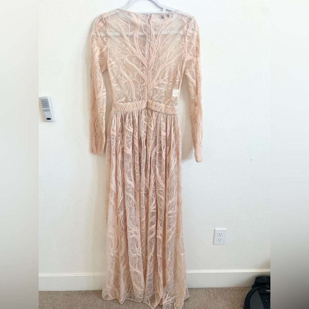 House of CB Peach pink Lucya long sleeve sequin limited edition gown S - Picture 11 of 12